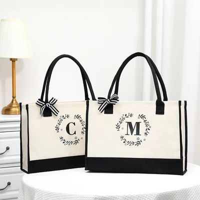 Shopping Bags Customized Color Large Tote Canvas Bag with Personalised Design Letter