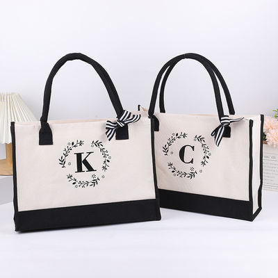 Shopping Bags Customized Color Large Tote Canvas Bag with Personalised Design Letter