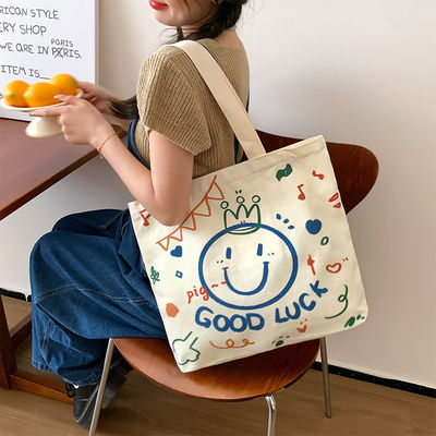 Newest Fashinable Style Customized Logo Cotton Canvas Tote Bag with Zipper Promotion