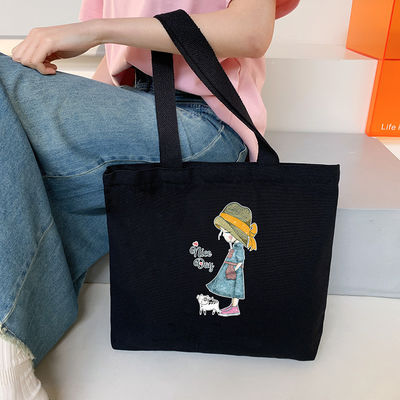 Newest Fashinable Style Customized Logo Cotton Canvas Tote Bag with Zipper Promotion
