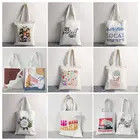 Daily Life Custom Printed Logo Cotton Canvas Tote Bag Foldable Reusable Shopping Bag