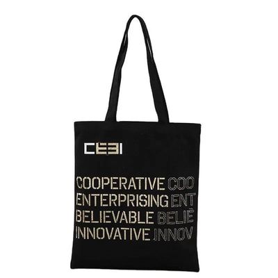 Printed Organic Cotton Canvas Tote Bag Large Reusable Shopping Bag with Custom Logo
