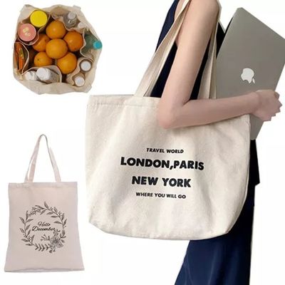 Custom Logo Natural Cotton Shopping Tote Bag for Women's and Shopping