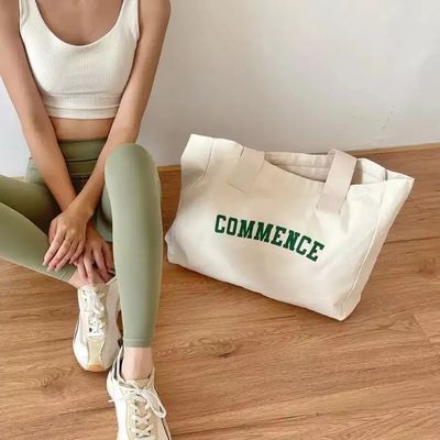 Custom Logo Natural Cotton Shopping Tote Bag for Women's and Shopping