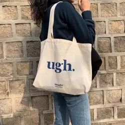 Custom Logo Natural Cotton Shopping Tote Bag for Women's and Shopping