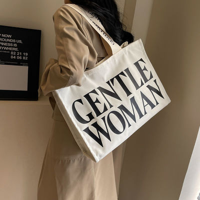 OEM/ODM Acceptable Natural Cotton Heavy Duty Canvas Tote Bag with Pocket and Zipper