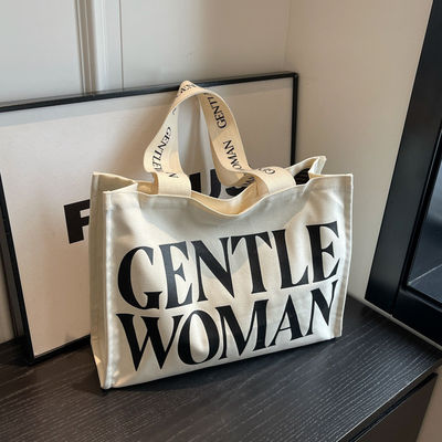 OEM/ODM Acceptable Natural Cotton Heavy Duty Canvas Tote Bag with Pocket and Zipper