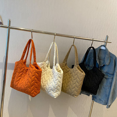 Reusable Gifts Winter Quilted Puffy Puffer Tote Bag for Women Custom Logo Printed