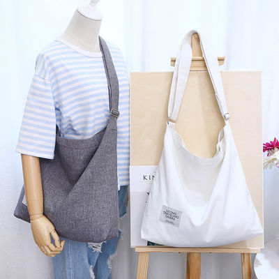 Gifts Custom Logo Printed Large Canvas Bag with Letter Pattern Type and Solid Color Handle