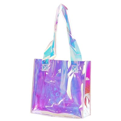 Medium Jute Custom PVC Laser Bag for Recycled Plastic Transparent Holographic Shopping