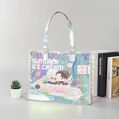 Medium Jute Custom PVC Laser Bag for Recycled Plastic Transparent Holographic Shopping