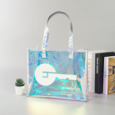 Medium Jute Custom PVC Laser Bag for Recycled Plastic Transparent Holographic Shopping