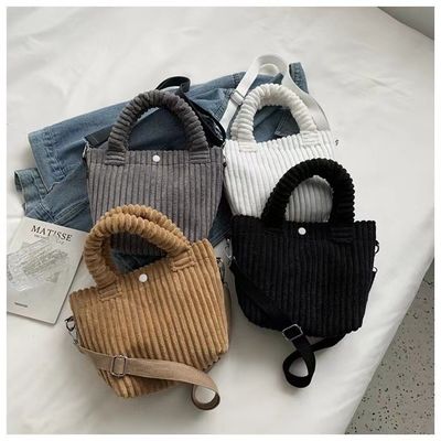 Corduroy Handbag Custom Logo Print Crossbody Women Shopping Bag Mini Tote Bag Style