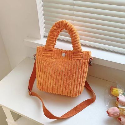 Corduroy Handbag Custom Logo Print Crossbody Women Shopping Bag Mini Tote Bag Style