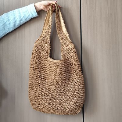 Handled Style Custom Raffia Straw Woven Tote Bag Luxury Trendy Beach Bag for Vacation