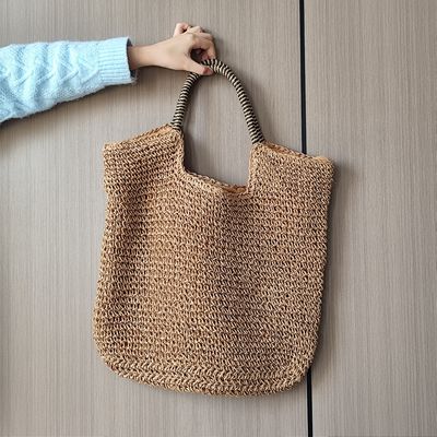 Handled Style Custom Raffia Straw Woven Tote Bag Luxury Trendy Beach Bag for Vacation