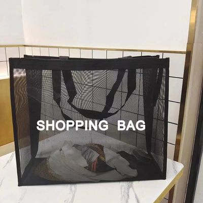 Customized Logo Reusable Storage Market Grocery Shipping Recycled Beach Net Mesh Tote Bag