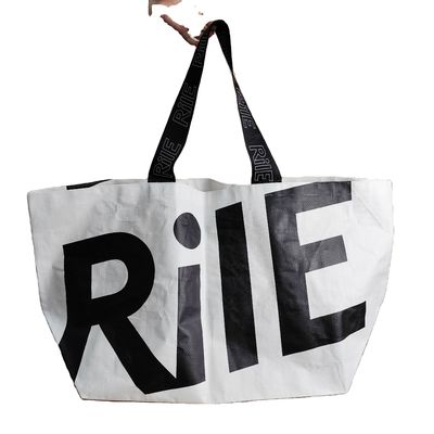 Customized Logo Print PP Woven Tote Bag for Beach Travel Study Promotion