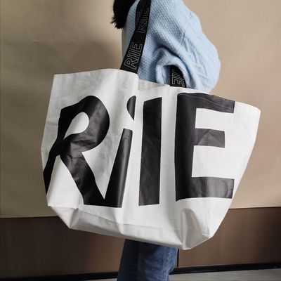 Customized Logo Print PP Woven Tote Bag for Beach Travel Study Promotion
