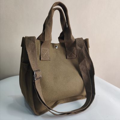 Custom Logo Print Crossbody Canvas Bag Mini Tote Shopping Bag Handbag with Large Capacity
