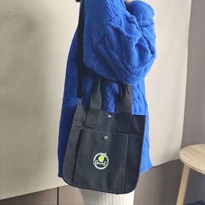 Custom Logo Print Crossbody Canvas Bag Mini Tote Shopping Bag Handbag with Large Capacity