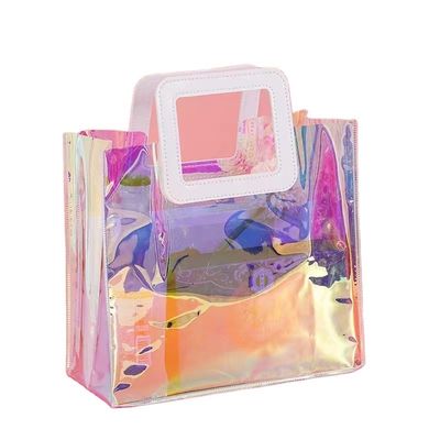 Stylish Reusable PVC Laser Transparent Holographic Tote Bag for BEACH BAG Enthusiasts
