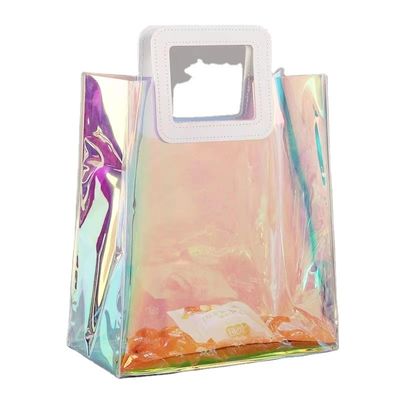 Stylish Reusable PVC Laser Transparent Holographic Tote Bag for BEACH BAG Enthusiasts