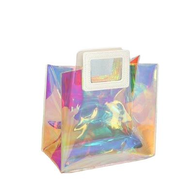 Stylish Reusable PVC Laser Transparent Holographic Tote Bag for BEACH BAG Enthusiasts