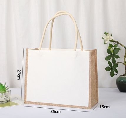 Customized Logo Natural Reusable Laminated Jute Grocery Shopping Bag OEM/ODM Tote Bag