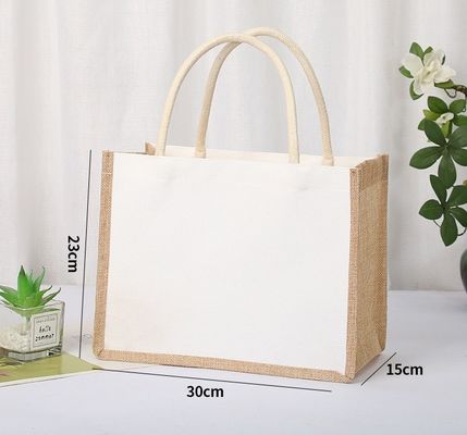 Customized Logo Natural Reusable Laminated Jute Grocery Shopping Bag OEM/ODM Tote Bag