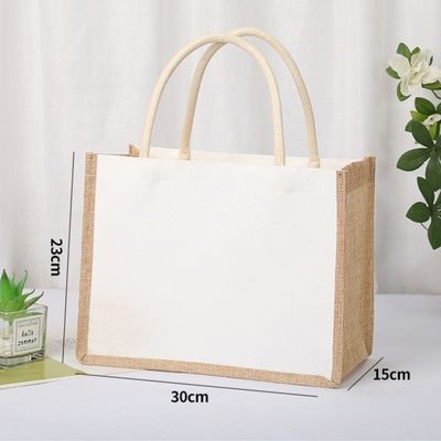 Customized Logo Natural Reusable Laminated Jute Grocery Shopping Bag OEM/ODM Tote Bag