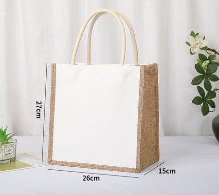 Customized Logo Natural Reusable Laminated Jute Grocery Shopping Bag OEM/ODM Tote Bag