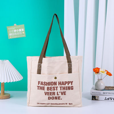 Letter Pattern Type Washable Canvas Tote Bag Fashionable for Promotion Festival Gift