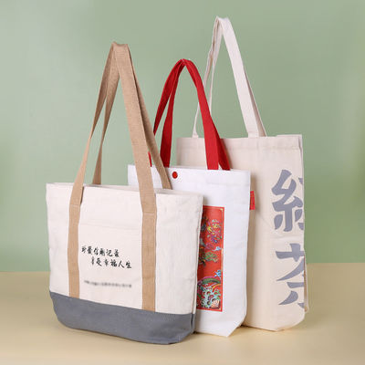 Eco-Friendly Handled Style Custom Logo Print Canvas Tote Bag for Shopping and Travel