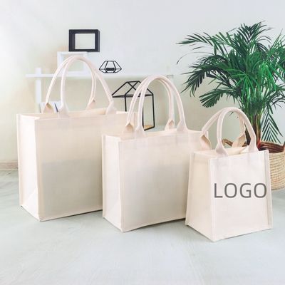 Outlet Blank Plain Custom Logo Print Canvas Cotton Tote Bags for Daily School Life