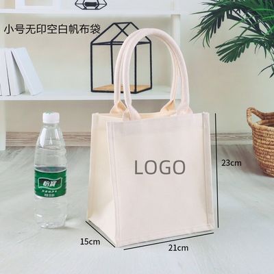Outlet Blank Plain Custom Logo Print Canvas Cotton Tote Bags for Daily School Life