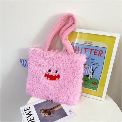 Plush Tote Shopping Bag Custom Logo Print Women Handbag for Holiday Gift Promotion
