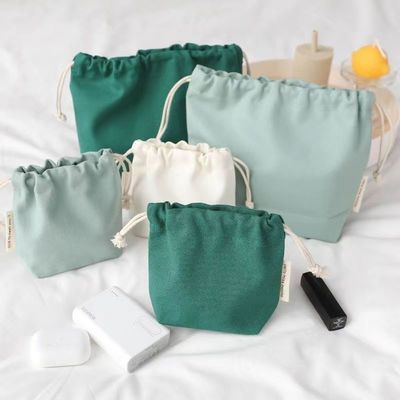 Custom Candy Color Recycle Organic Cotton Canvas Fabric Drawstring Bag for Packaging