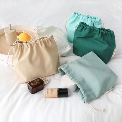 Custom Candy Color Recycle Organic Cotton Canvas Fabric Drawstring Bag for Packaging