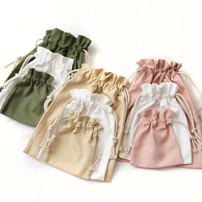 Custom Candy Color Recycle Organic Cotton Canvas Fabric Drawstring Bag for Packaging