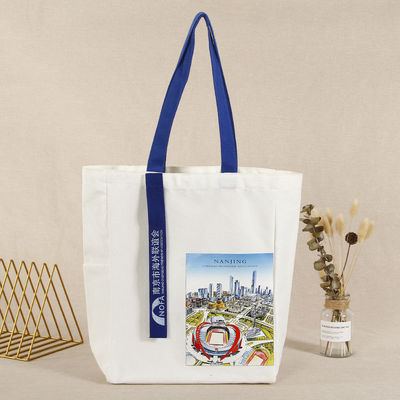 Handled Style Custom Print Cotton Canvas Tote Bag for Eco-friendly Holiday Gift