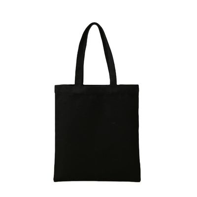 Plain Black Eco Friendly Cotton Canvas Tote Bag with Custom Print Logo Reusable Shopping