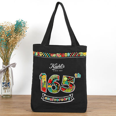 Plain Black Eco Friendly Cotton Canvas Tote Bag with Custom Print Logo Reusable Shopping