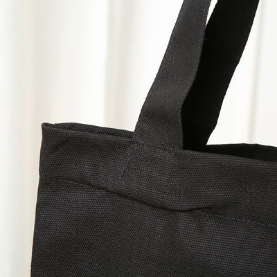 Plain Black Eco Friendly Cotton Canvas Tote Bag with Custom Print Logo Reusable Shopping
