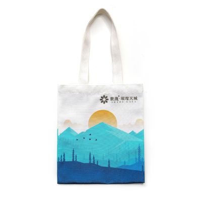 Custom Logo Printed Canvas Tote Bags in Black Red Pink Blue Purple Colors for Reusable