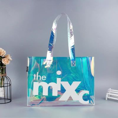 Custom Logo High Transparency Clear PVC Plastic Tote Bag for Waterproof Advertising