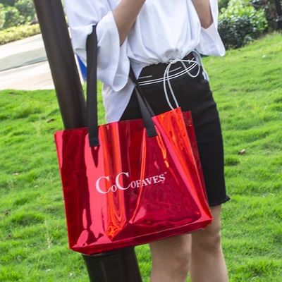 Custom Logo High Transparency Clear PVC Plastic Tote Bag for Waterproof Advertising