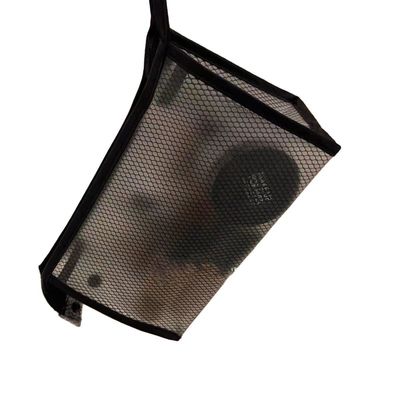 Handled Style Waterproof Transparent Nylon Mesh Custom Logo Large Makeup Cosmetic Bag