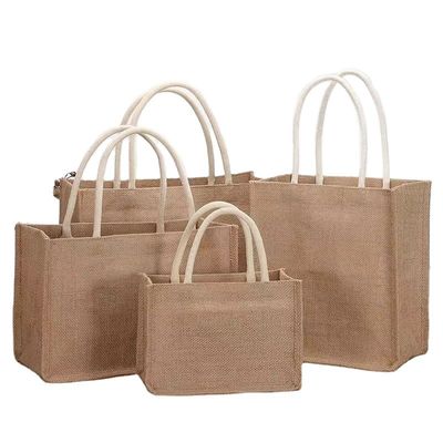 Gifts Custom Logo Shopping Bag in Natural Eco-Friendly Burlap Jute for Reusable Tote