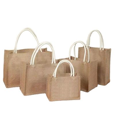 Gifts Custom Logo Shopping Bag in Natural Eco-Friendly Burlap Jute for Reusable Tote